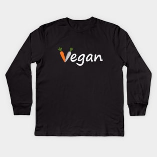 Vegan artistic typography design Kids Long Sleeve T-Shirt